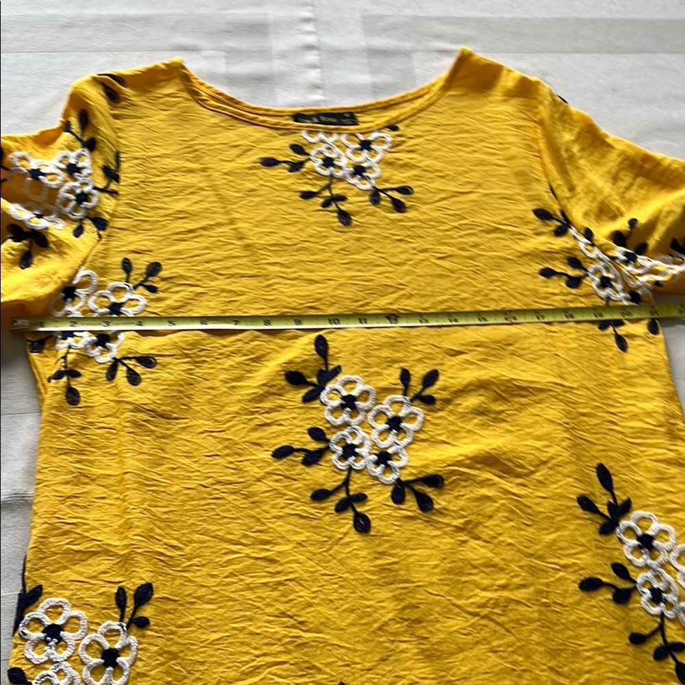 Ana & Rose Elegant Yellow Woman’s Embroidery Tunic Dress Size Medium - Picture 4 of 7